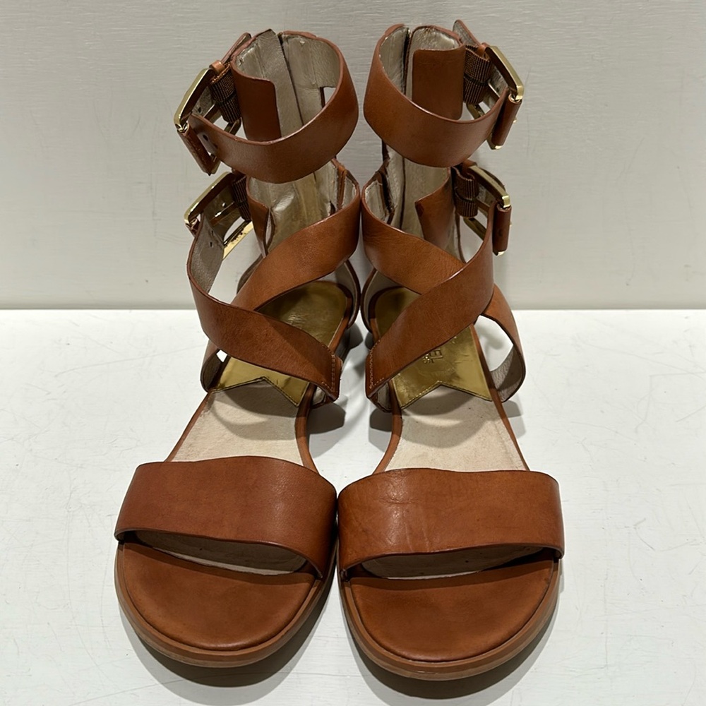 MICHAEL MICHAEL KORS “Josephine Brown Leather Gladiator Flat Sandals (Sz: 8.5)
